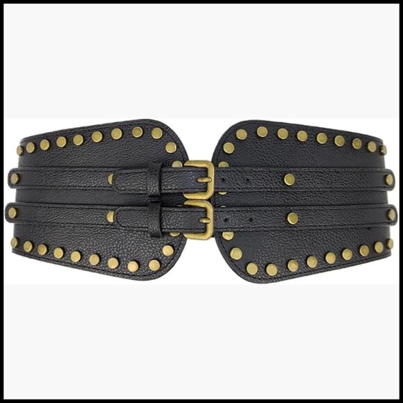 Elastic Wide Waist Belt with PU Leather and Metal Rivets main image 6